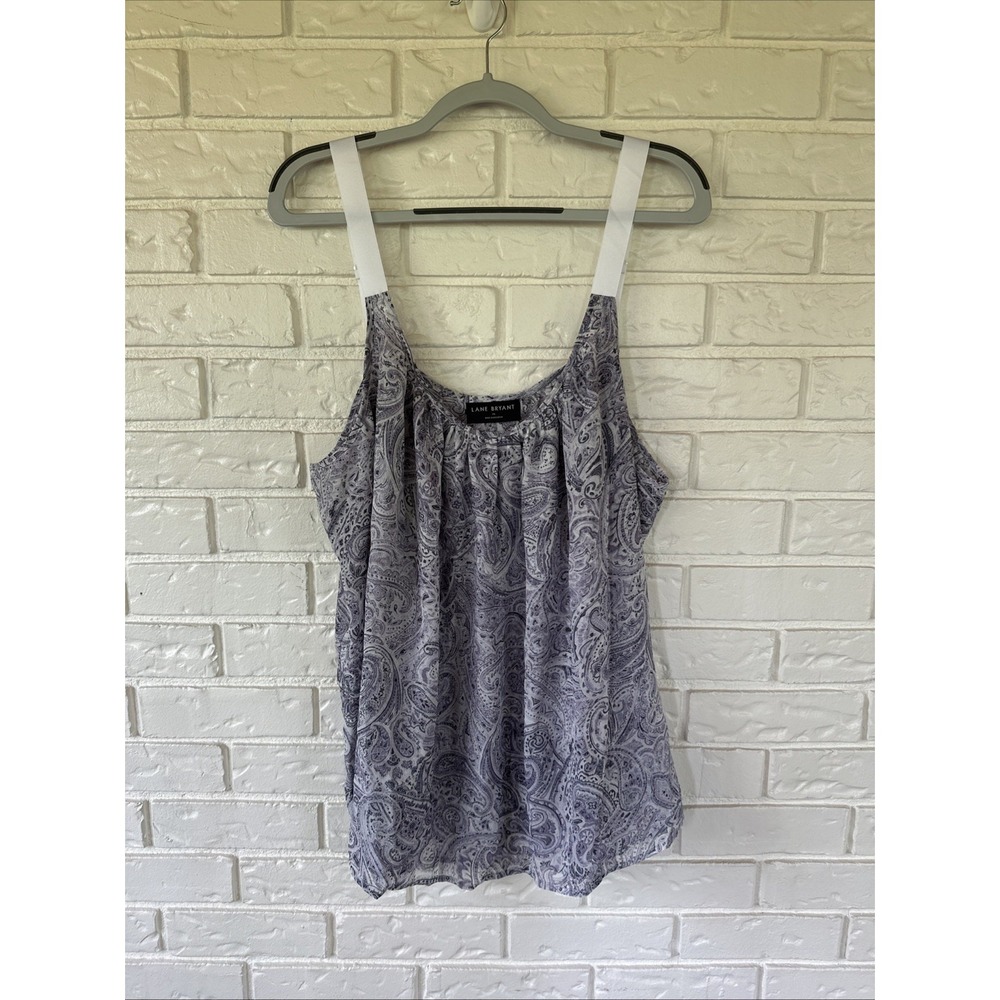 Lane Bryant Lined Tank Cami With Grosgrain Ribbon Straps Lavender Paisley 26